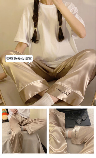 
Xiong Zhengyi Silk Pajama pants for spring and summer thin couples home trousers for men and women can wear them with fat and larger size loose imitation 15907 for spring and summer, men and women can wear them with L size weight 100-120Jin [Jin equals 0.5 kg]