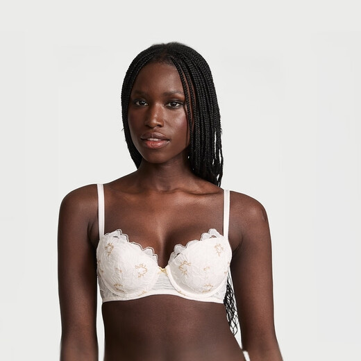 
Victoria's Secret Summer Tulle Peony Embroidery Elegant Rings 3/4 Cup Bra 75RG White 11264757 70C (32C)
