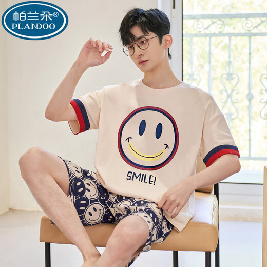 
Palando Men's Pajamas Summer Pure Cotton Plus Fat Plus Large Size Thin Cartoon Teenager Student Summer Home Suit Set XY1390# Big Mary High-end Brand [Small Size M] About 155CM 75-95Jin [Jin equals 0.5 kg] All size