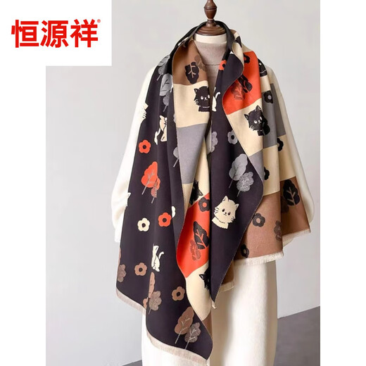 Hengyuanxiang Кашемир Шарф Новая корейская мода кошачья мода Универсальная красивая и элегантная женская платка осень и зимняя теплый ветропродажный шарф-кашемир и красные деревья