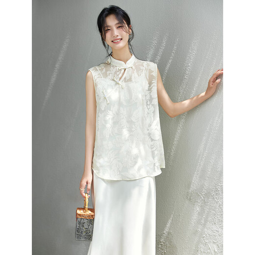 Vanchiman Nuevo estilo de temperamento de albaricoque de estilo chino para mujeres 2025 Summer New Top Sling Falda Conjunto de dos piezas A2691 Apricot L (sugerido 110-120Jin [Jin equivale a 0.5 kg])