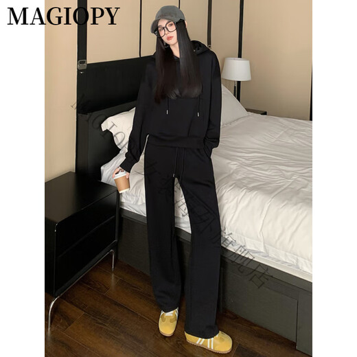 Magiopy International Luxury High-End-Marke Mode modische altersreduzierende Freizeitsportanzug für Frauen 2025 Spring Lose koreanische Version Grüne Kapuzenhellgrün zwei-teiliger S-Set (100 Jin [Jin ist gleich 0,5 kg]))