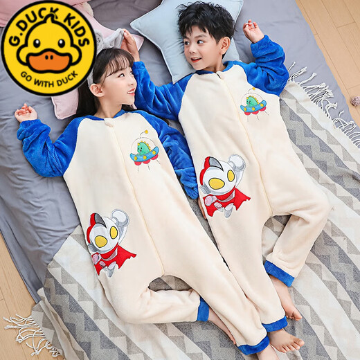 G.DUCKKIDS children's one-piece pajamas for boys in winter thickened flannel anti-kick sleeping bags dinosaur girls belly protection warm home clothes Mickey (plush hooded) #NL-184 One size fits all Size 10 Height 95-105CM 3-4 years old