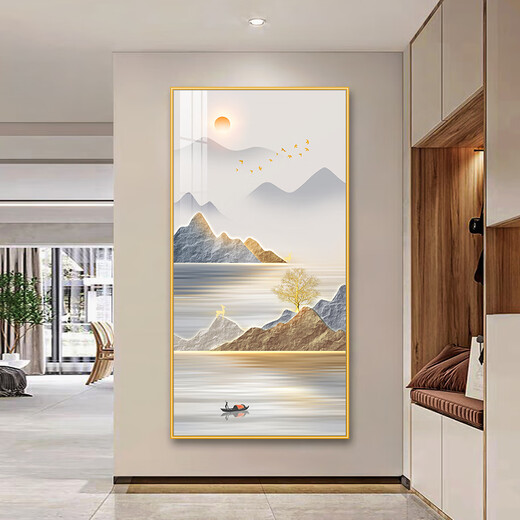 Zoci Veranda Hängende Gemälde stehen vor der Eingangstür, dem High-End-Sinn, dreidimensionaler Veranda-Dekoration Gemälde, Veranda-Hängsmalereien, Korridorausgang A683 Jiuyu 80*160 Wandbreite 90-110 Schwarze Dicke: 3.1