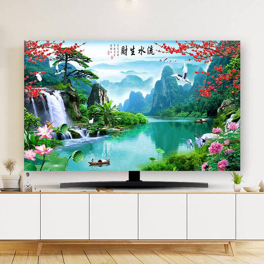 
Yusenyi's new TV dust cover TV cover sunscreen fabric 65-inch protective cover cover hanging curved screen table landscape B1391 Music Dolphin 32-inch 80*50cm