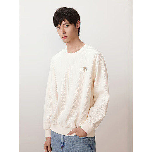 GXG men's round neck sweatshirt two-color cable jacquard long-sleeved top with off-white 175/L