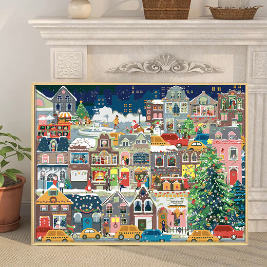 galison winter lights Christmas digital oil painting DIY fill color hand-painted gift high-value decorative painting hanging painting qx15841 30*40cm thick solid wood inner frame Highlight pigment + oil canvas + multiple branches