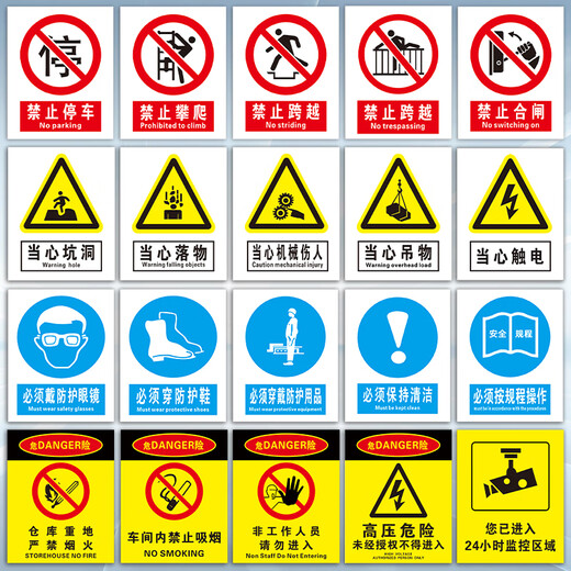 Jipang safety sign warning warning sign power distribution room construction site factory workshop warehouse PVC sticker stainless steel aluminum plate acrylic customization beware of electric shock 20*16cm