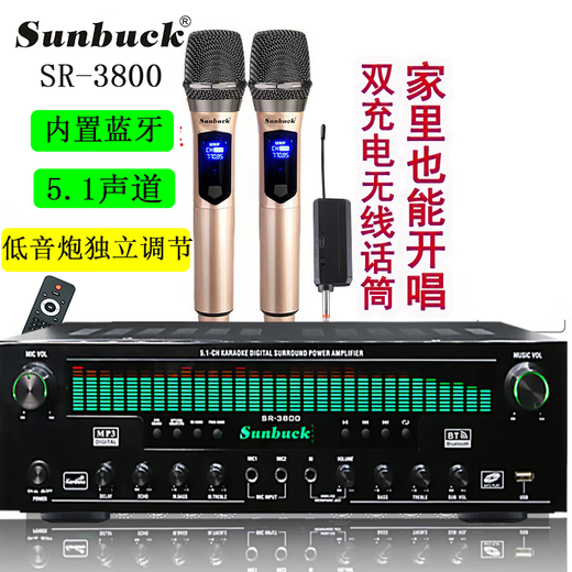 
Shanyu SR5800 household karaoke amplifier SR3800 Bluetooth amplifier home audio set karaoke amplifier 5.1 channel SR3800+ wireless microphone