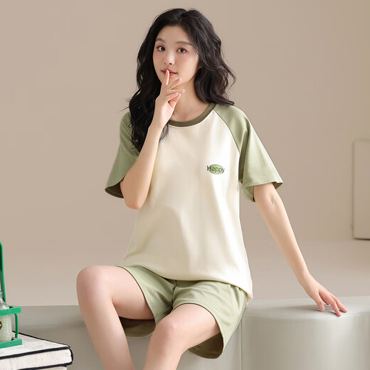 Langsha Frauenpyjamas Sommer Baumwollpullover Shorts Casual Hausanzüge können außerhalb von Ins Frauen getragen werden