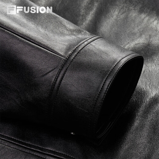 FILA FUSION same style men's jacket 2025 winter new fashion loose leather jacket black-BK XL 180/100A/XL
