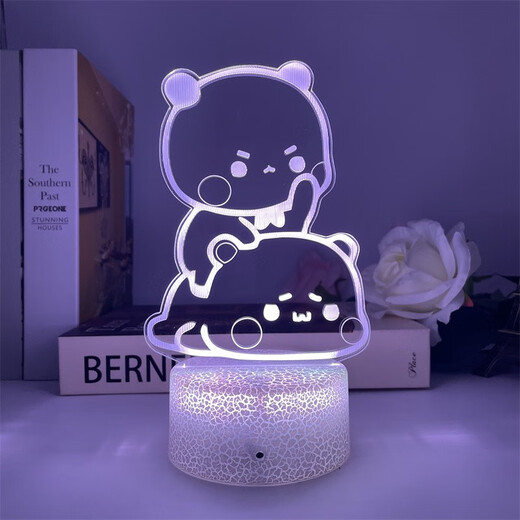 一二布布usb小夜灯led卡通动漫周边卧室可爱摆件景品生日礼物 3895 一二布布  两人拍照款 黑色7色触控款