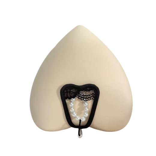 Banfishi Men's C-line Pants Lace Pearl Decorated Hollow Invisible Flirting U-Shaped T-Pants One Size Black One Size (80-180Jin Jin is equal to 0.5kg)