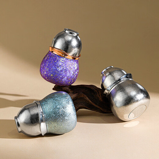 BEMEGA British pure titanium tea set set Kung Fu tea cup 2025 new home travel teapot portable titanium cup water cup crystal diamond silver pure titanium stewed tea cup + tea cup 2 pieces