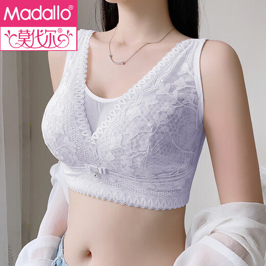 莫代尔调整型内衣大码薄款无钢圈蕾丝文胸无钢圈款聚拢收副乳防下垂 1633#莲紫 85D 38-
