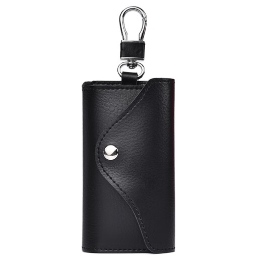 Tang Xiaoshgs echte Kuhläden -Schlüsselbeutel für die große Kapazität von Männern Multifunktionaler allgemeiner Autoschlüsselkette für Frauen Taille Hanging Small Household Key Bag Schnalle - Black