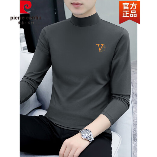 
Pierre cardin pure cotton half turtleneck base shirt men's long-sleeved T-shirt solid color middle-collar spring and autumn men's underwear T-shirt outside autumn clothes LH-YPC6187 charcoal gray M [recommended 100-115 Jin [Jin equals 0.5 kg]]