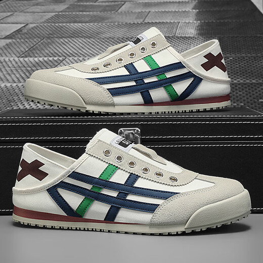 Herren Forrest Gump Schuhe Herrenschuhe Paar Nische Canvas Schuhe Sommer faule Schuhe Fashion Casual Ins Soft Sohle Sneakers (WT) L535M Blau 42