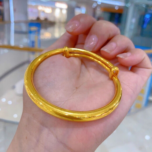 Linzimo Hong Kong gold 18K glossy bracelet for women, real gold 18K meteor shower bracelet, gold shop bracelet, holiday gift for wife, 26g glossy bracelet (gives ring)