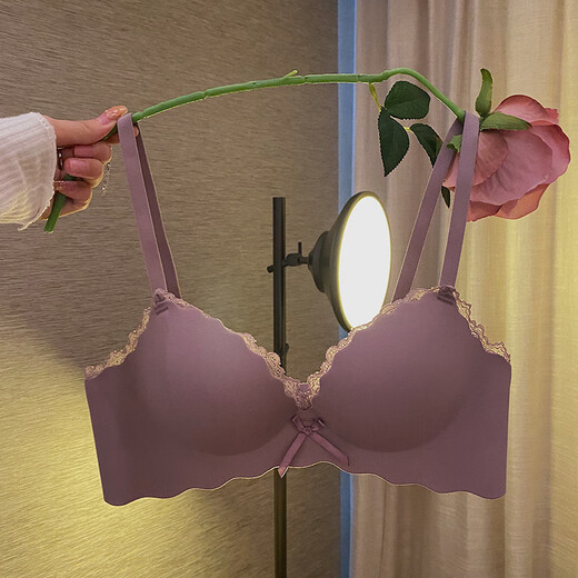 Triumph One Piece Seamless Bra for Women Small Breasts Gathering and Enlarging Secondary Breasts Anti-Sagging Bra Sexy and Comfortable Bra Set Mud Blue (Underwear + Underwear) 70A 32BC Universal Cup