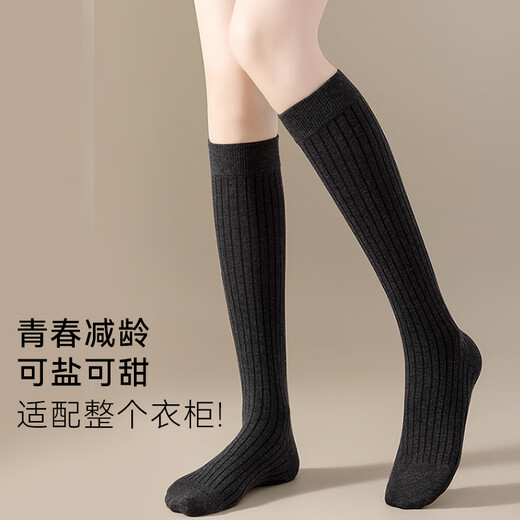 Catman Over-the-Knee Socks Women's Autumn Cotton Socks High Knee Protector Pressure Slimming Anti-Slip Black Thigh Long Socks Over-the-Knee Socks - About 50cm Black One Size