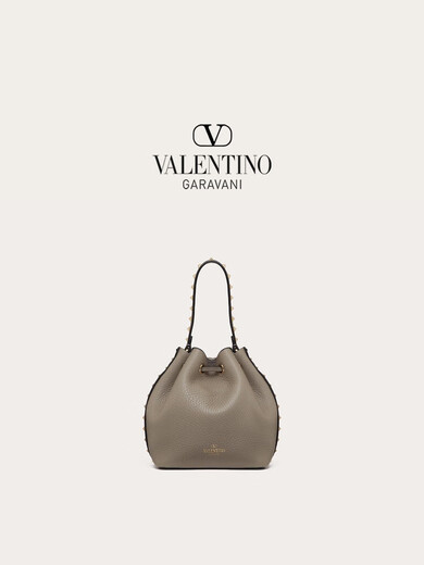 Valentino Women Rockstud Calfskin Eimer Bag Dove Grey Alle Größe