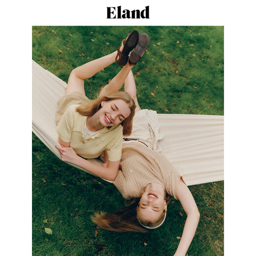 ELAND【棉棉冰】衣恋毛衣女圆领棉感舒适短袖针织T恤夏季款 浅粉色(26)L/Pink S 160