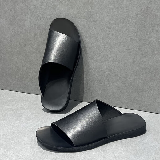 DIFANPU International Luxury Brand Herrenschuhe 2025 Neueste Sommer-Slipper High-End-Freizeitschuhe bequeme weiche Sohle Flip-Flops Black [Brand Gift Box] 38