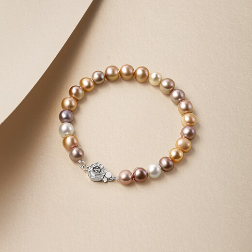 Saturday blessing S925 silver rose color pearl bracelet birthday gift X1913406 about 7mm 17cm