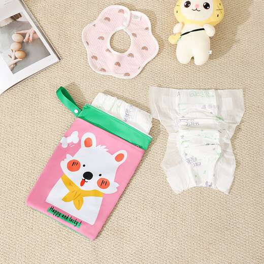 Bantang Jinse diaper storage bag double-layer zipper stroller hanging bag washable baby diaper storage waterproof bag red cat