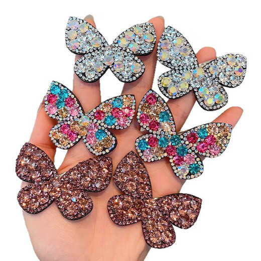 Children's butterfly rhinestone hairpin headdress Korean style girls side bangs broken hair bb clip baby hairpin princess headdress 8 color butterflies