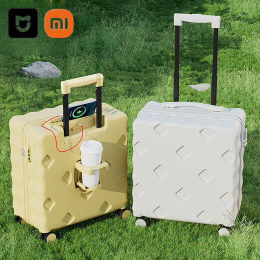 Xiaomi (MI) large-capacity computer lightweight and boardable luggage multi-function trolley case student password suitcase 18 durable regular version_701 lilac purple 18-inch boardable_PC box light and durable