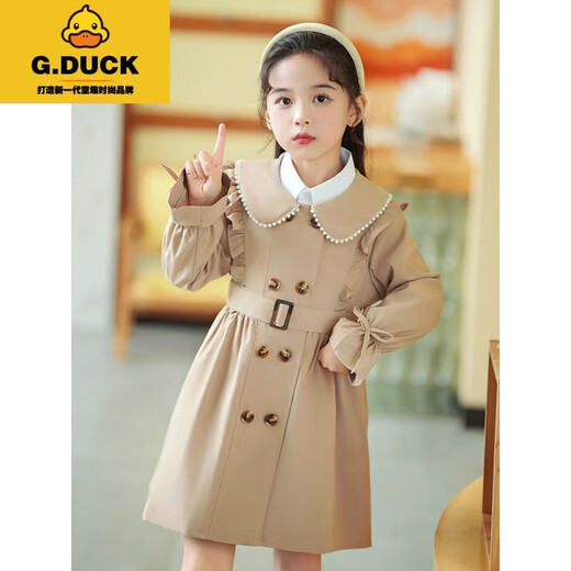 G.Duckkids Girls 'Jacke Frühling Frühling mit mittlerer Windbreaker modische große Kinder lässige Top 24 New Children's Clothing British Style Coat Pink 140 cm