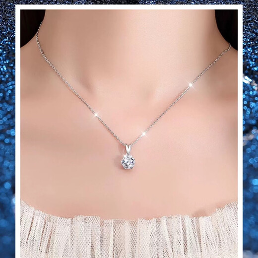 One carat moissanite diamond necklace 925 pure silver girl clavicle chain snowflake pendant birthday gift for girlfriend