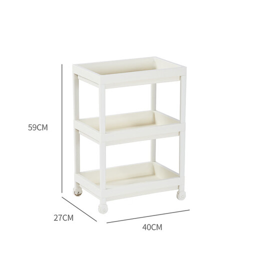 Enshousu full plastic PP material multi-functional storage rack bedroom living room kitchen wheeled storage rack yellow two-layer 9227