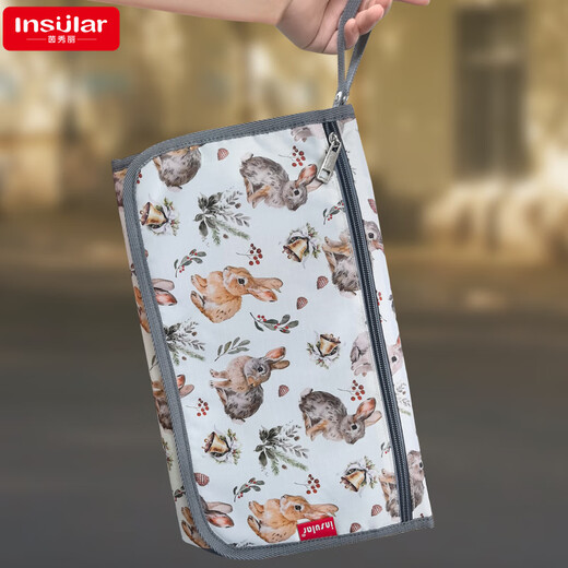 Insular Portable Water Baby Changing Pad Diaper Bag Multifunctional Baby Changing Table Maternal and Infant Diaper Supplies Christmas Rabbit One Size