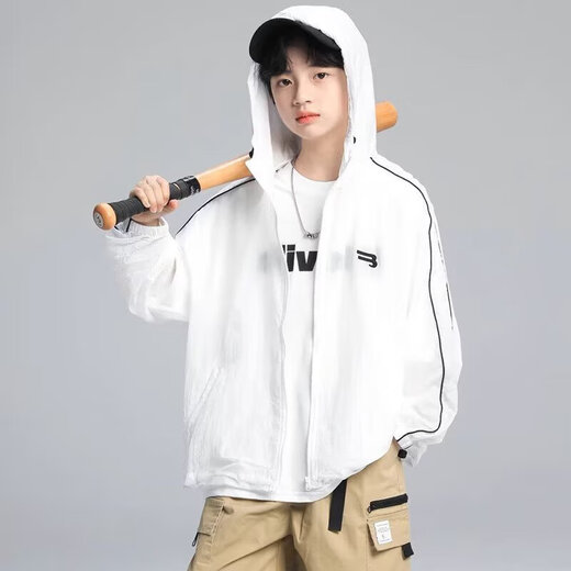 
Boys Sunscreen Jacket Summer 2025 New Breathable Thin Jacket Jacket Big Children's Summer Casual Top Gray 160