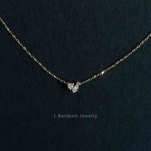 Chili 18K gold diamond pendant necklace women's high-end color gold clavicle chain 520 gift for girlfriend Necklace ready stock 40+3cm