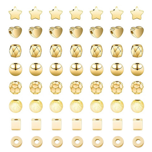 
100 oil sealing color-proof CCB beads Round bead square beads Five-pointed star love DIY hand-made beading material accessories 100 KC gold beads 6mm-14079