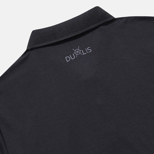 Descente Men's Double Bretted Functional Short Polo Polo Summer Sweat-Absorbing and Breathable Black L (100)