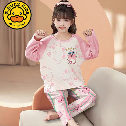 G.Duckkids Girls Pajamas Детская детская тонкая весенняя и осень средняя детская домашняя одежда 2024 Новый чистый хлопок 2M-ST-12142 8 размеров (100-110) см.