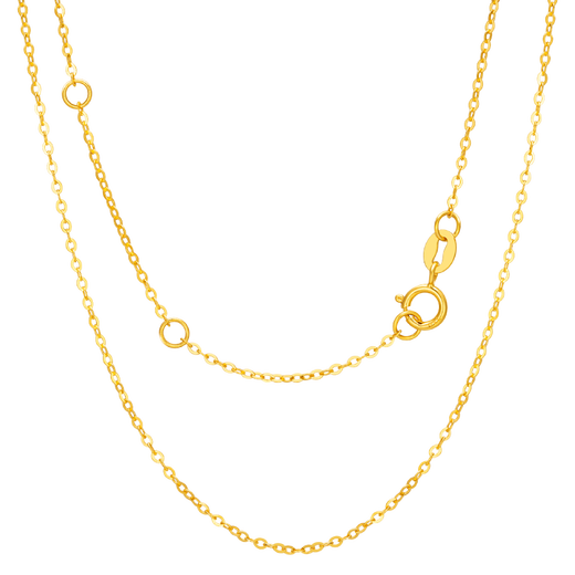 Lao Fengxiang 18K gold necklace O-shaped simple and versatile plain chain women's fashion accessories for girlfriend's birthday and Valentine's Day gift, about 0.6g