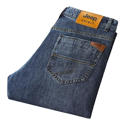 
JEEPSPIRIT JEEPSPIRIT Jeep Jeep Jeans Men's 2024 Spring and Autumn New Winter Straight Large Size Middle-aged High Waist Pants Blue-679-Thick Model 29 Size Waist 2 feet 2