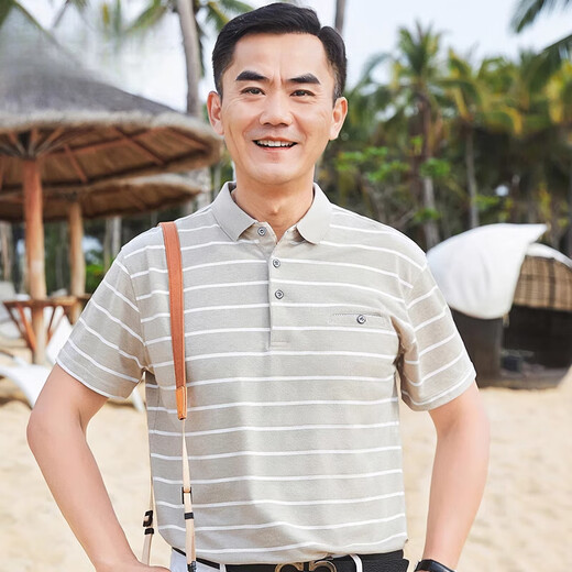 Leosoxs Vater mittleren Alters im mittleren Alter Kurzärärmelte T-Shirt 50-jähriges Polo-Hemd Top Sommer Dünne mittlere und ältere Männer Großvater CJ9904 Gray M 165