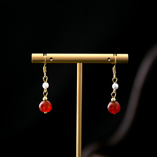 Shijun (Shijun) Ancient Style Series Red Series perlées Xiangyun Nouvelles boucles d'oreilles chinoises National Dripping Cheongsam Hanfu Accessoires Imitation Mentiles d'oreilles Pearl Fashion E3882-2