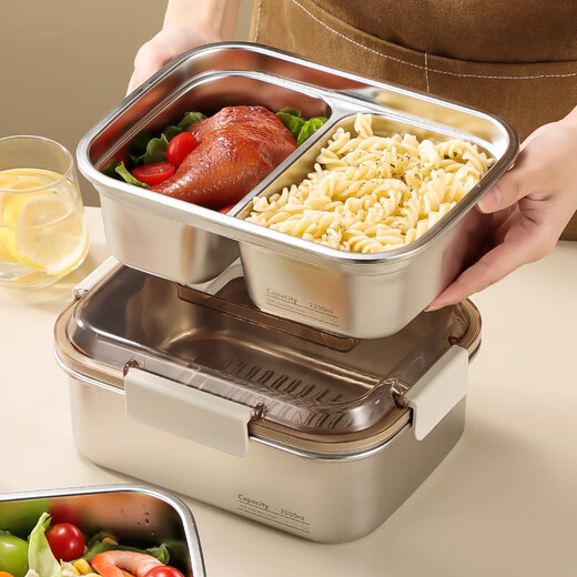 ZSR German quality microwaveable 304 stainless steel lunch box food grade sealed crisper lunch box large capacity double compartment 1200ml