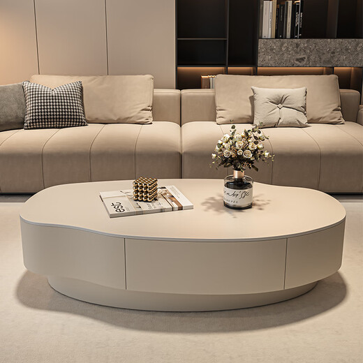 Seaworthy simple coffee table living room special-shaped combination slate coffee table dining table home high-end atmospheric size apartment light luxury tea table white frame white cabinet pure white slate 120