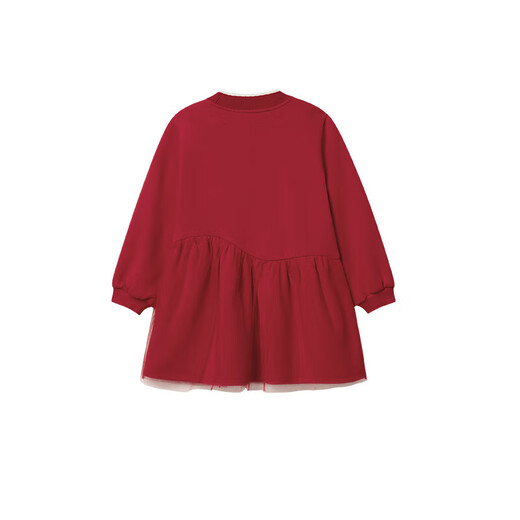 YEEHOO girls' skirts plus velvet autumn and winter warm girls' dresses long-sleeved skirts festive New Year's wear