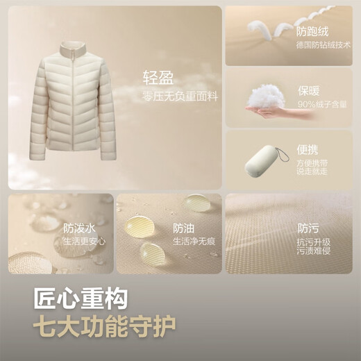 波司登25年春短款轻薄羽绒服女90绒三防立领内胆便携款B250131006