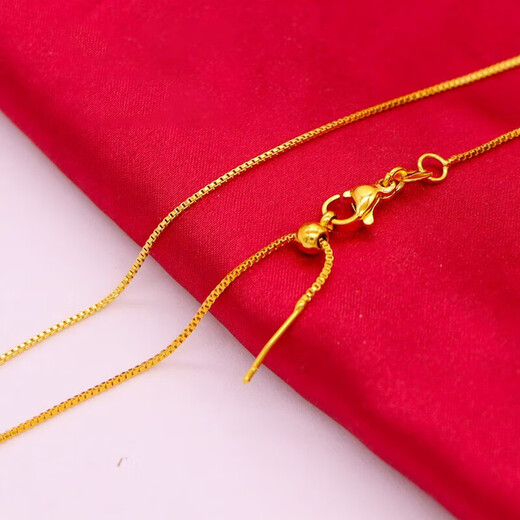 BMOI Old Phoenix 999 Gold Pure Gold Chain Snake Bone Chain Women's Fashion Versatile 18K Gold Necklace Single Chain Pendant Water Wave Bead Chain 45cm Long Same Style